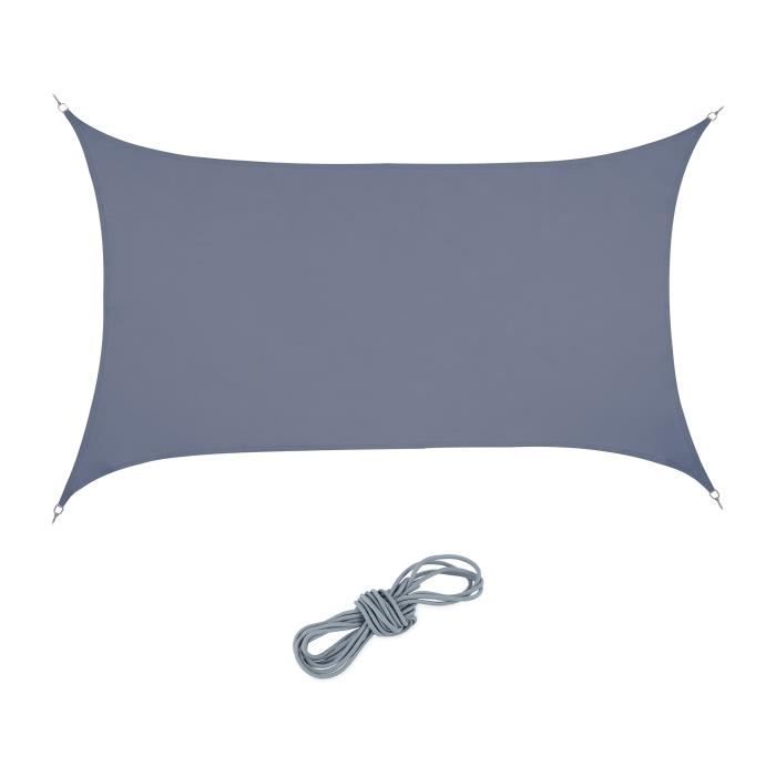 Voile d'ombrage rectangulaire RELAXDAYS - Balcony sail - Gris - 160 g/m² - Waterproof