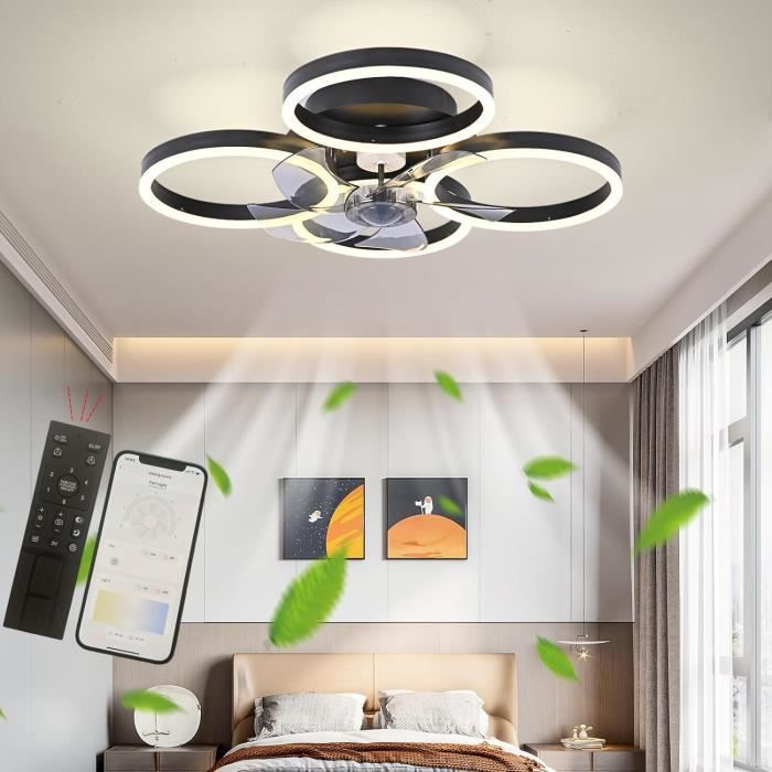 Ventilateur Plafonnier LED Contemporain Avec Télécommande - 50 Cm, 3 Vitesses, éclairage Dimmable, Couleur Or - 6