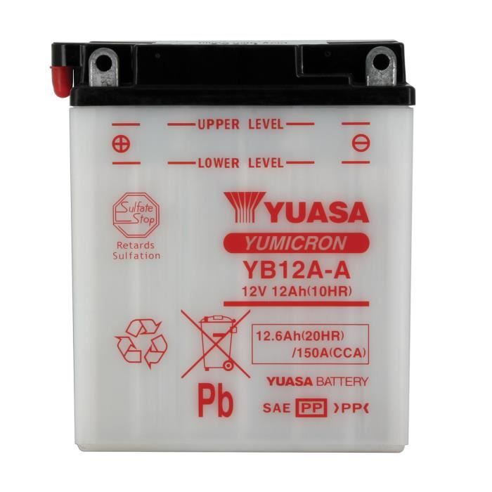 YUASA - Batterie Moto 12V Avec Entretien Sans Pack Acide Yb12A-A / Yb12Aa
