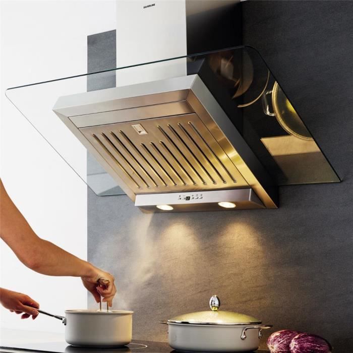 Hotte Cuisine Murale Silverline Atika Inox Et Verre 60 Cm Achat Vente Hotte Cdiscount