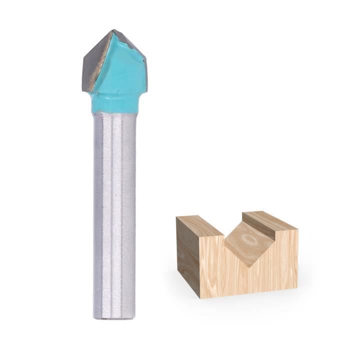 Fraise Défonceuse Rainure En V 90° 32mm Tige 6mm Acier Titane - Outil Bois Précis