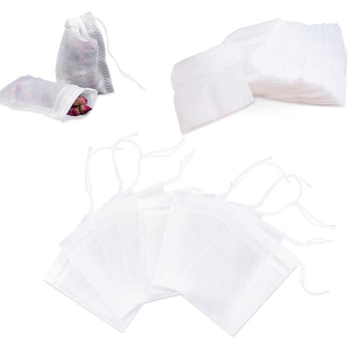 100 Pcs Sachets Filtre à Thé Reutilisable Sachet De The A Remplir En