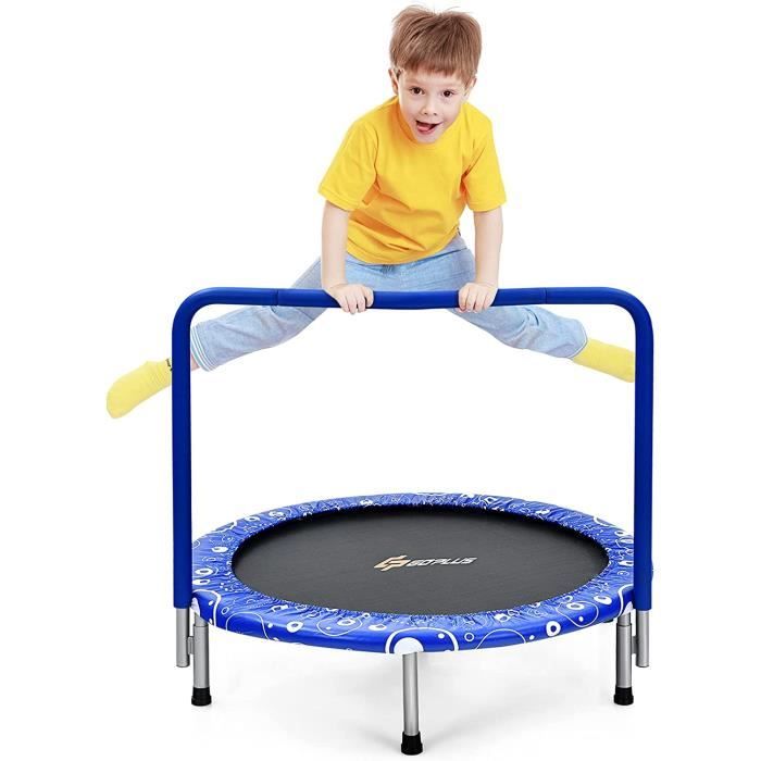 GOPLUS Mini Trampoline Fitness Pliable Charge 150KG,Trampoline de Sport Silencieux pour Intérieur avec Tapis de Sécurité,pour Adultes et Enfants