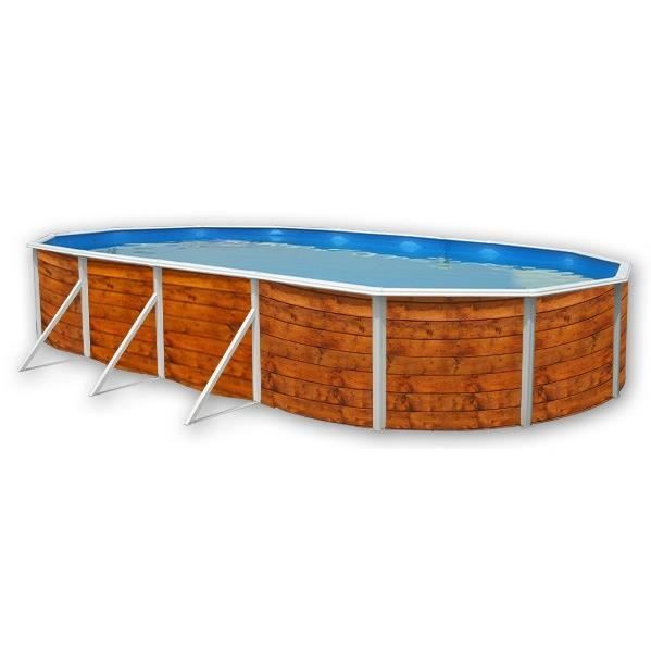 ETNICA Piscine hors sol ovale en acier 730 x 366 x 120 cm (Kit complet piscine, Filtre, Skimmer et échelle)