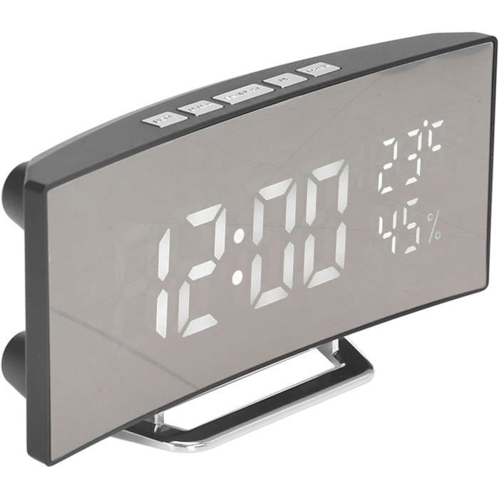 Led Réveil Numérique, Horloge En Bois Silencieux De Chevet Avec Multiples Alarmes Et 5 Niveaux