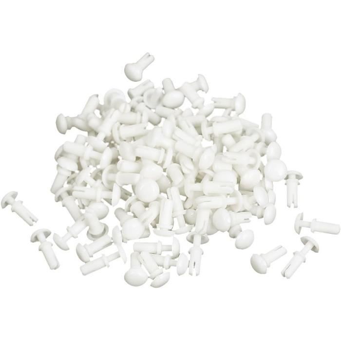 100 Pcs Clips De Fixation Plastique Blanc 8 Mm – Rivets Pousser Pour Voiture, Pare-chocs, Garde-boue, Porte