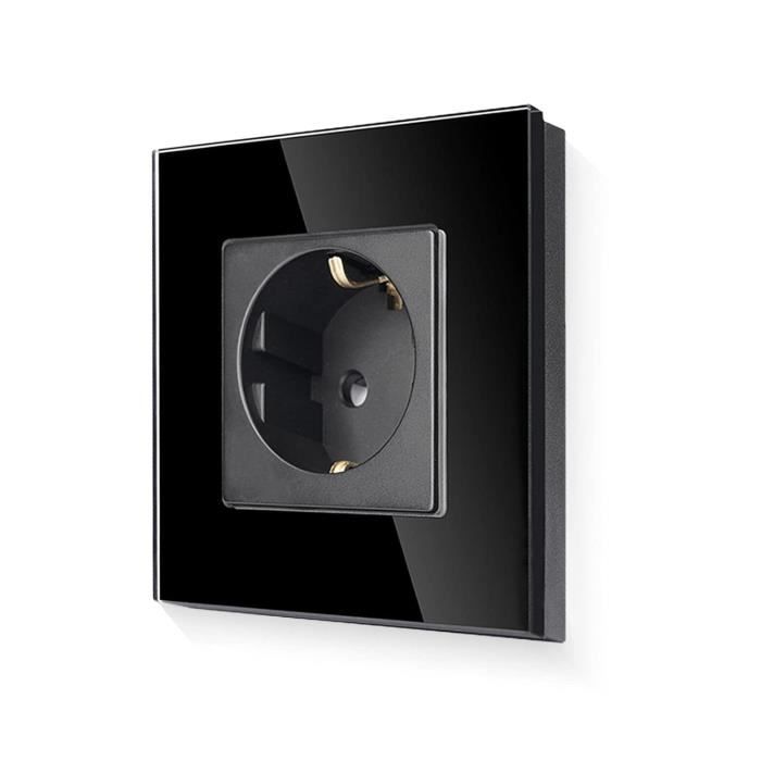 Prise Schuko Murale Triple Avec Terre - Cadre En Verre Encastrable (Navaris) - Neuve