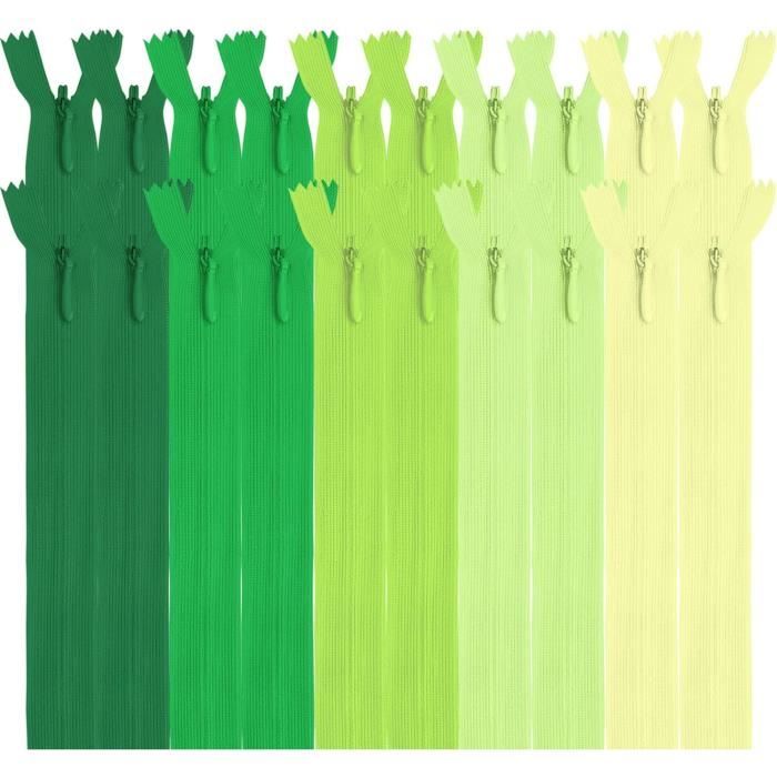 Lot De 20 Fermetures éclair Invisibles En Nylon - 25 Cm, Multicolores, Pour Couture Vêtements/sacs - 12