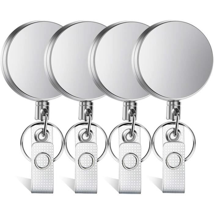 2 Porte-Badges Rétractables Transparents - Pour Cartes D'Identification, ABS