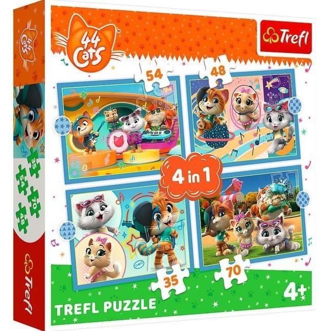 Trefl Primo 44 Cats Puzzle 24 Teile + Malbuch – 3in1-Spielespaß Für Kinder Ab 3 Jahren, Fördert Konzentration & Kreativität