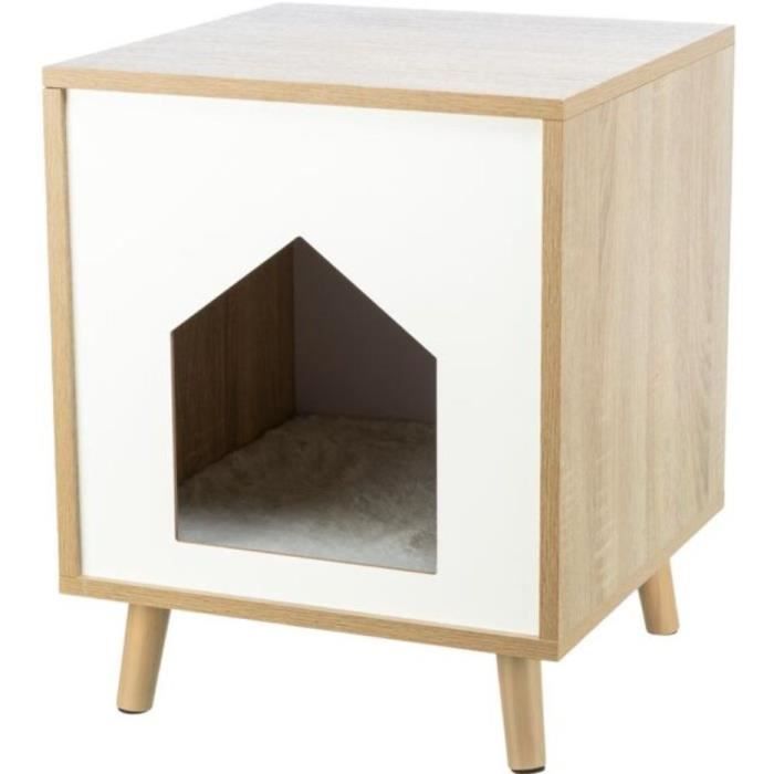 Abri - TRIXIE - Isa - Aspect bois - 40 x 50 x 40 cm - Brun clair / Blanc
