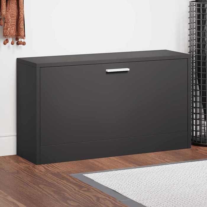 342641 vidaXL Banc à chaussures Noir 80x24x45 cm Bois dingénierie