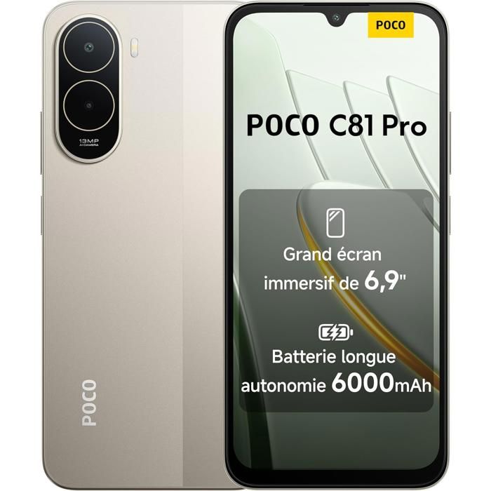 XIAOMI POCO C81 Pro Smartphone 4+128 Go Batterie 6000mAh - Or