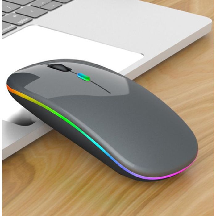 Yonis Souris Sans Fil RGB Bluetooth Silencieuse Ergonomique Rechargeable Avec 3 Boutons - Rose - Gris - vue 6