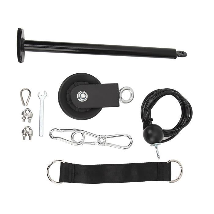 Système De Poulie Murale Fitness - Traction Dos (Lat Pull) - Câble Et Poids - Noir 4.7kg