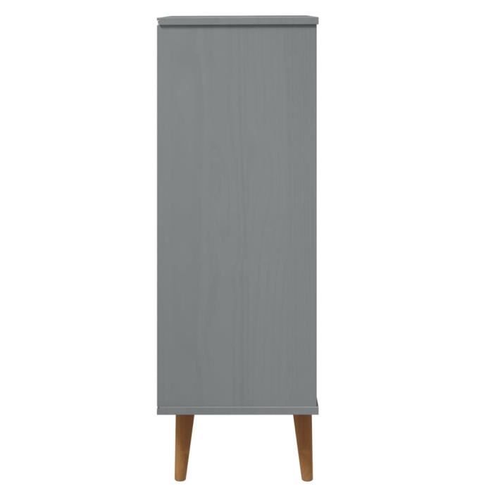 WXS Armoire à chaussures Gris 59,5x35x103 cm Bois de pin massif