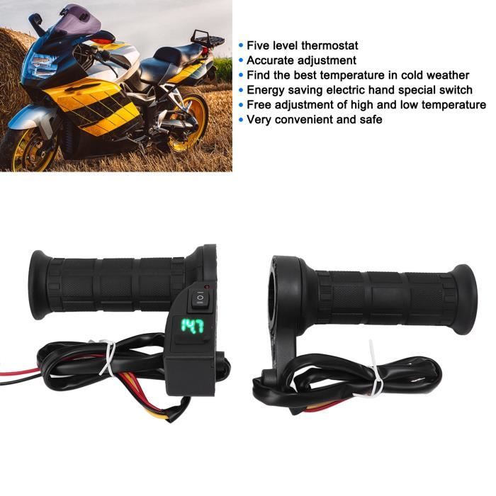 Poignées Chauffantes Pour Moto 12V - 3 Niveaux De Température (40°C à 60°C), Chauffe Rapide, Installation Facile