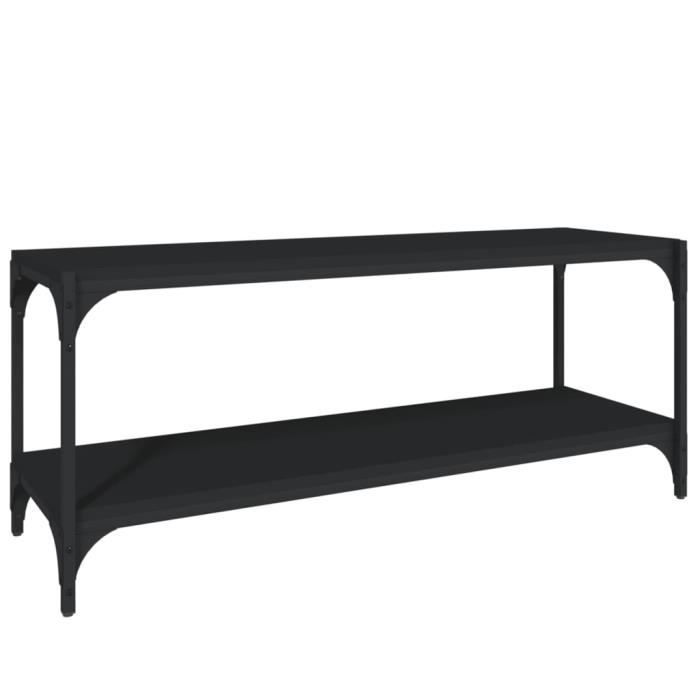 fhe - meuble tv noir 100x33x41 cm bois d'ingénierie et acier - yosoo - dx7116