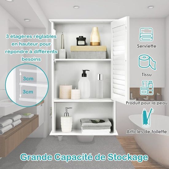 Armoire Murale Salle De Bain à Fleurs Creuses Sculptées - Rangement Sans Perforation Avec Tiroirs, Idéale Pour Cosmétiques Et Toilettes