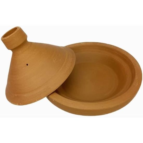 Tajine En Terre Cuite Terra Natur 30cm - Fabriqué Main Maroc - Pour Four, Gaz Ou Barbecue - 3-5 Personnes