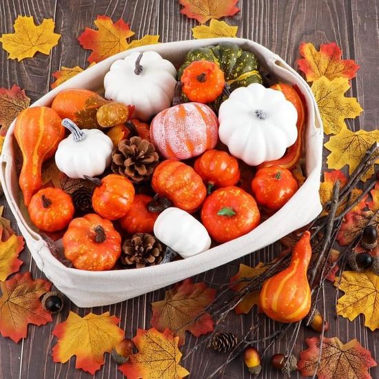Arbre Lumineux Citrouilles D'automne Avec LED - 35 Cm - Déco Halloween, Thanksgiving, Mariage, Maison