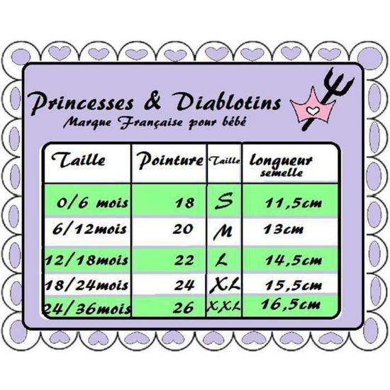 taille bebe chausson