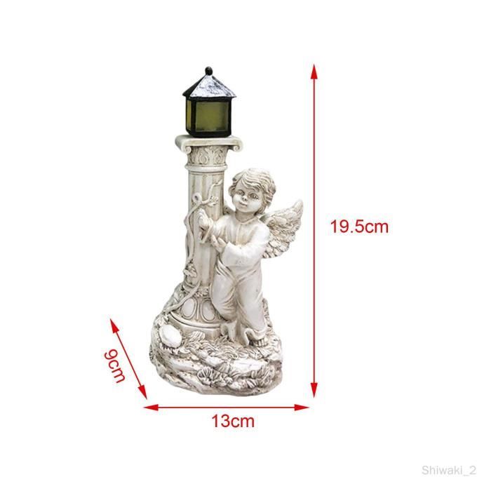 Lampe Solaire Jardin Figurine Ange Résine - 31.5x12x11 Cm - Éclairage Extérieur Automatique - Imperméable