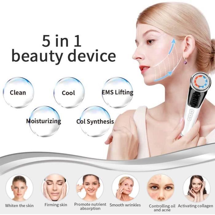 Appareil De Soin Visage 5 En 1 Avec Technologie Radiofréquence - Neuf - Brosse Nettoyante Multifonction