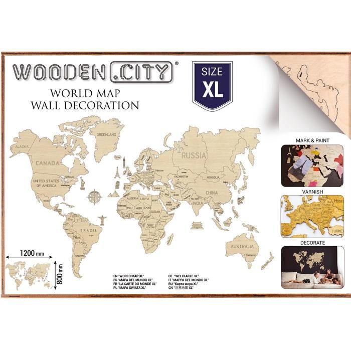 Puzzle Carte du Monde en Bois XL - Cadeau Maestro - 46 pièces - Voyage ...