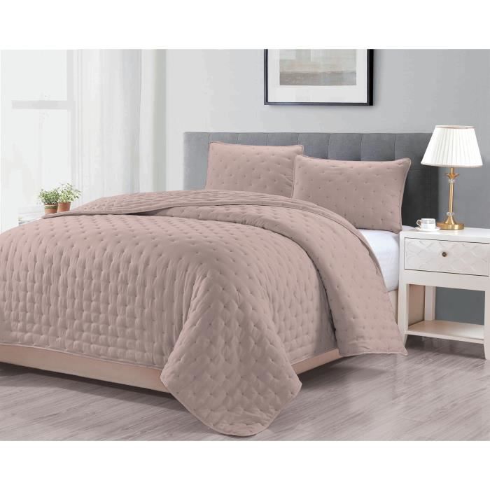 Autrefois Dessus De Lit 240 X 260 Cm Sixtine Rose Parme - Effet