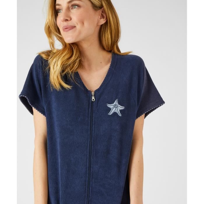 Robe de chambre Damart Robe de detente zippee Marine Marine Cdiscount Pret a Porter