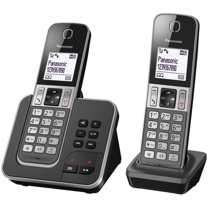 Téléphone Duo fixe sans fil bloqueur appels publicitaires PANASONIC  KX-TGH722FRB pas cher