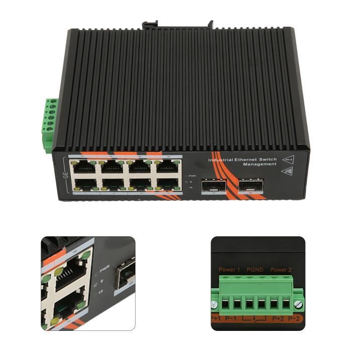 Qiilu Switch Ethernet Gigabit 8 Ports - Montage Mural DIN Rail