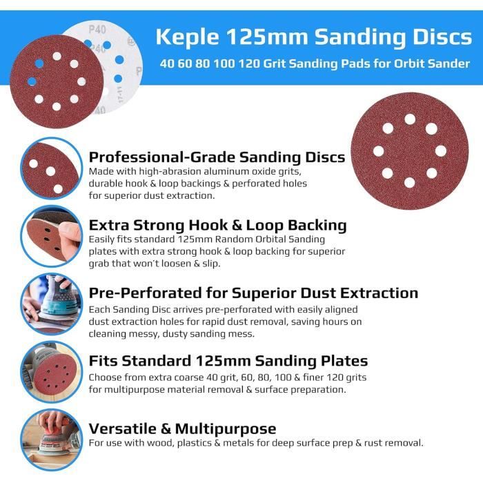 Disques Abrasifs 150 Mm, Gr 180, Auto-agrippant 6 Trous (bois/métal