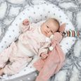 Reducteur de lit bebe 90x50 cm - cale bebe pour lit bebe cocoon gris et blanc avec des étoiles-2