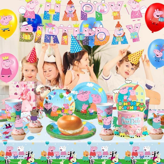 Set Décoration Anniversaire Peppa Pig - 8 Assiettes 23 Cm + 20 Serviettes 33x33 Cm - Pour Table De Fête Enfant - 9
