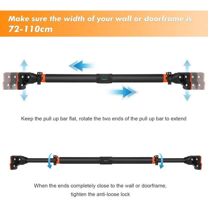 ISE Barre de Traction pour Porte Barre de Musculation Réglable 65-95cm