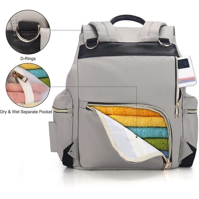 Hap Tim Sac a dos a langer pour bebe sac a langer double compartiments avec sangles pour poussette sac a dos impermeable pou24 Cdiscount Puericulture Eveil bebe
