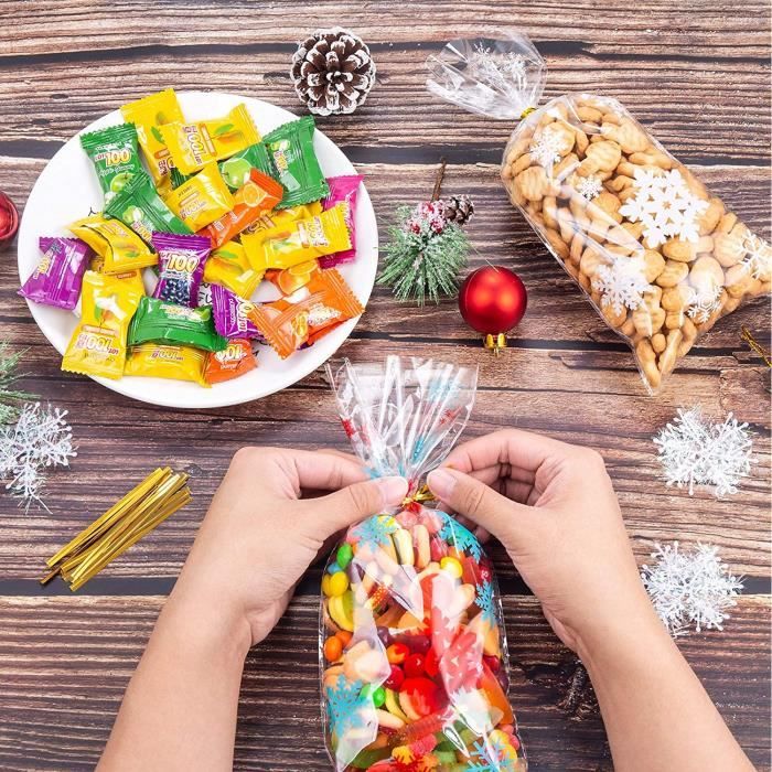 50pcs Sachet Biscuit Noel, Sachets Transparents pour Biscuits