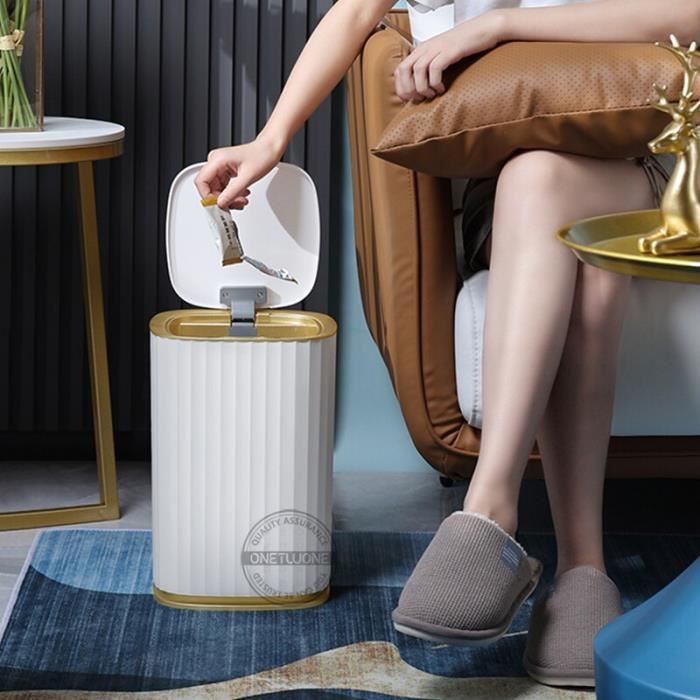 Poubelle,Poubelle intelligente à capteur automatique, poubelle électrique  pour la maison, pour la chambre - Type Battery white-16L - Cdiscount Maison