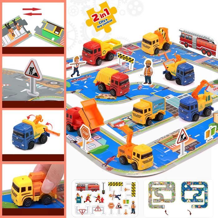 hahaland Jouet pour Garçon 3 Ans, Circuit Voiture avec 6 Mini Voitures