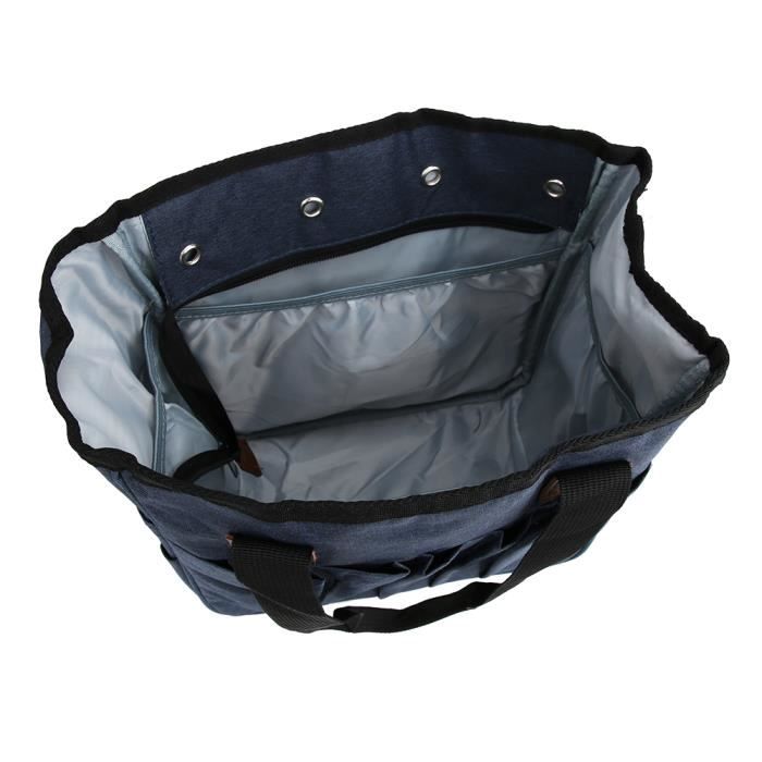 Sac De Rangement Pour Tricot Et Laine - Avec Poche Pour Pelotes, Aiguilles, Crochets | Tissu Oxford Bleu, Transportable