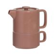 Théière Solitaire Nature Mint – Céramique Élégante Avec Tasse Amovible Intégrée Pour Un Thé Parfait En Solo