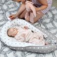 Reducteur de lit bebe 90x50 cm - cale bebe pour lit bebe cocoon gris et blanc avec des étoiles-3