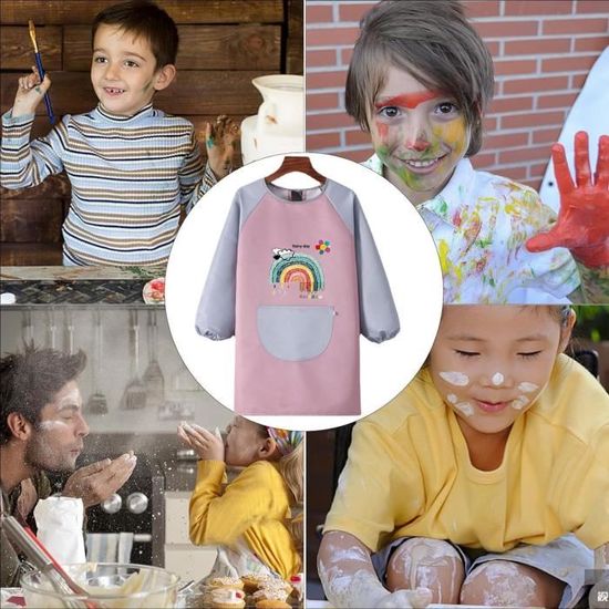 Lot de 3 tabliers pour enfants pour la cuisine, la pâtisserie, la peinture, le bricolage - Tablier de chef avec poches pour garçons et filles de 3 à 6