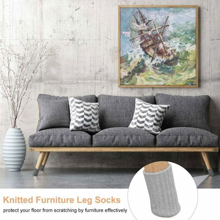 16 Chaussettes De Chaise Antidérapantes - Protection Sol Et Réduction Bruit - Tour 7 à 18 Cm - Beige