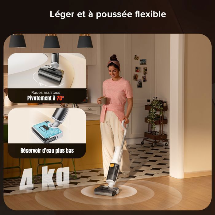 roborock F25 LT Aspirateur Laveur 20 000 Pa, Auto-Nettoyage à Haute Température de 90 °C, Séchage Rapide, Inclinable à 180°, Nettoyage Bord à Bord pour Sols Durs
