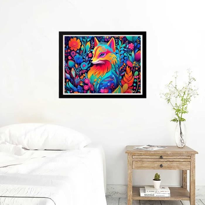 Art Mural En Verre Coloré – Renard Design Moderne – Prêt à Accrocher