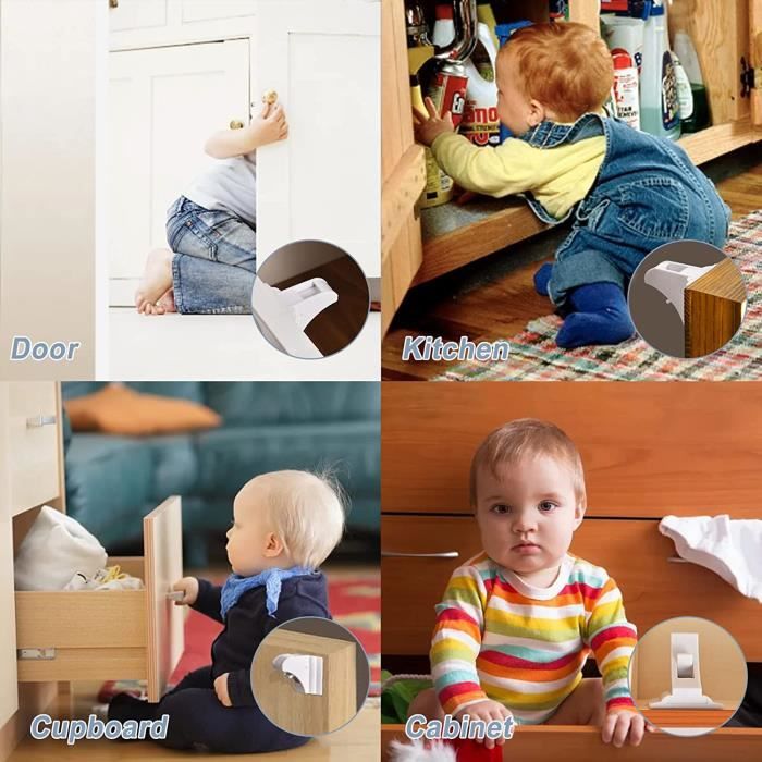 Contrôle accès placards et tiroirs de bébé - loquet et cadenas de sécurité