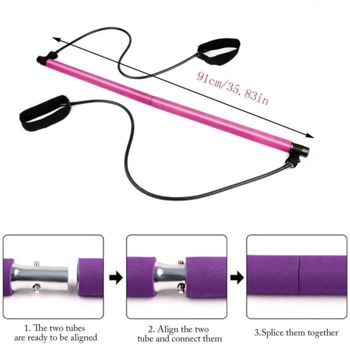 Kit de barre de pilates portable avec bande de résistance,longue barre de  résistance-bâton de yoga-barre d'exercice pour musculation - Cdiscount Sport